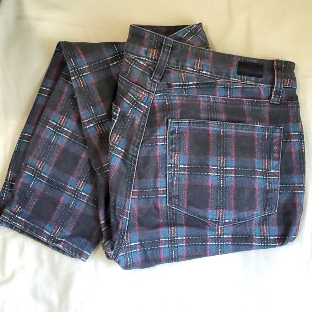 PAIGE size 8/10 plaid jeans (Anthropologie)
